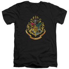 Harry Potter Hogwarts School Crest Men's 30/1 Cotton Slim V-Neck T-Shirt