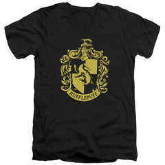 Harry Potter Hufflepuff Crest Men's 30/1 Cotton Slim V-Neck T-Shirt