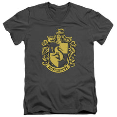 Harry Potter Hufflepuff Crest Men's 30/1 Cotton Slim V-Neck T-Shirt
