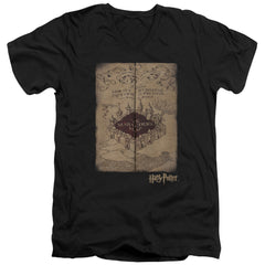 Harry Potter Marauders Map Men's 30/1 Cotton Slim V-Neck T-Shirt