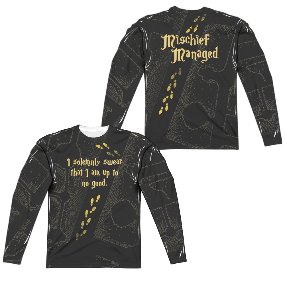 Harry Potter Marauders Map Men's Regular Fit Polyester Long-Sleeve T-Shirt