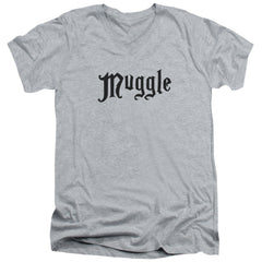 Harry Potter Muggle Men's 30/1 Cotton Slim V-Neck T-Shirt