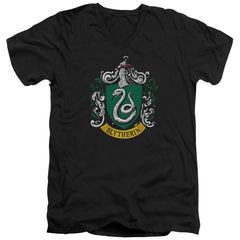Harry Potter Slytherin Crest Men's 30/1 Cotton Slim V-Neck T-Shirt