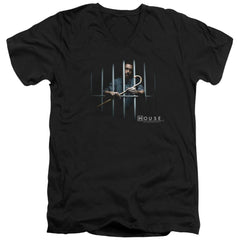 House Behind Bars Men's 30/1 Cotton Slim V-Neck T-Shirt