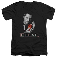House I Heart House Men's 30/1 Cotton Slim V-Neck T-Shirt