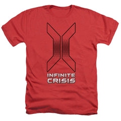 Infinite Crisis Title Men's 30/1 Heather 60 40 Poly Short-Sleeve T-Shirt