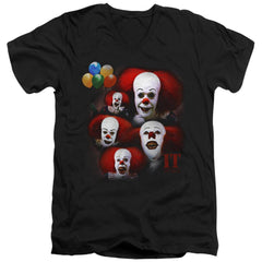 It (1990) Many Faces Of Pennywise Men's 30/1 Cotton Slim V-Neck T-Shirt