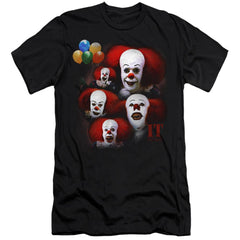 It (1990) Many Faces Of Pennywise Men's Ultra-Soft 30/1 Cotton Slim Short-Sleeve T-Shirt
