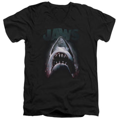 Jaws Terror In The Deep Men's 30/1 Cotton Slim V-Neck T-Shirt