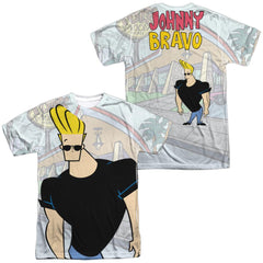 Johnny Bravo Hanging Out (Front/Back Print) Men's Regular Fit Polyester Short-Sleeve T-Shirt