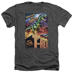 Jurassic Park Rex In The City Men's 30/1 Heather 60 40 Poly Short-Sleeve T-Shirt