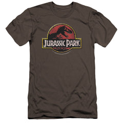 Jurassic Park Stone Logo Men's Ultra-Soft 30/1 Cotton Slim Short-Sleeve T-Shirt