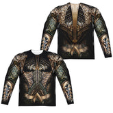 Justice League Movie Aquaman Uniform (Front/Back Print) Men's Regular Fit Polyester Long-Sleeve T-Shirt
