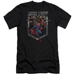 Justice League Movie Charge Men's Ultra-Soft 30/1 Cotton Slim Short-Sleeve T-Shirt