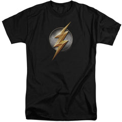 Justice League Movie Flash Logo Men's 18/1 Tall Cotton Short-Sleeve T-Shirt