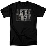 Justice League Movie Metal Logo Men's 18/1 Cotton Short-Sleeve T-Shirt