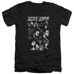 Justice League Movie Pushing Forward Men's 30/1 Cotton Slim V-Neck T-Shirt