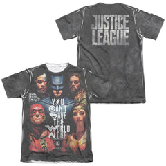 Justice League Movie Save The World Poster (Front/Back Print) Men's Regular Fit Poly Cotton Short-Sleeve T-Shirt