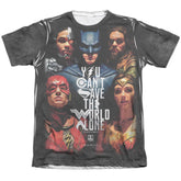 Justice League Movie Save The World Poster Men's Regular Fit Poly Cotton Short-Sleeve T-Shirt