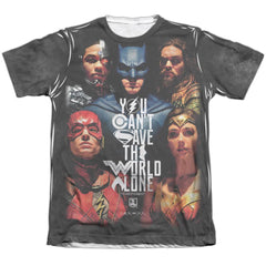 Justice League Movie Save The World Poster Men's Regular Fit Poly Cotton Short-Sleeve T-Shirt