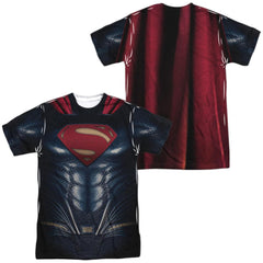 Justice League Movie Superman Uniform (Front/Back Print) Men's Regular Fit Polyester Short-Sleeve T-Shirt