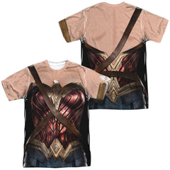 Justice League Movie Wonder Woman Uniform (Front/Back Print) Men's Regular Fit Polyester Short-Sleeve T-Shirt