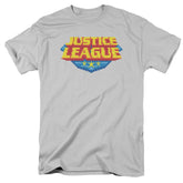 Justice League Of America 8 Bit Logo Men's 18/1 Cotton Short-Sleeve T-Shirt