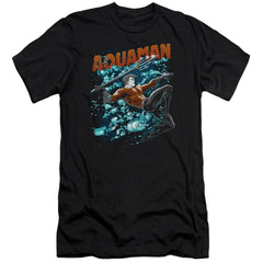 Justice League Of America Aqua Bubbles Men's Ultra-Soft 30/1 Cotton Slim Short-Sleeve T-Shirt
