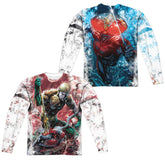 Justice League Of America Aquaman VS Manta (Front/Back Print) Men's Regular Fit Polyester Long-Sleeve T-Shirt