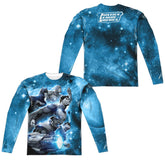 Justice League Of America Atmospheric (Front/Back Print) Men's Regular Fit Polyester Long-Sleeve T-Shirt