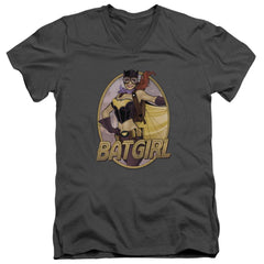 Justice League Of America Batgirl Bombshell Men's 30/1 Cotton Slim V-Neck T-Shirt