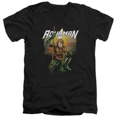 Justice League Of America Beach Sunset Men's 30/1 Cotton Slim V-Neck T-Shirt