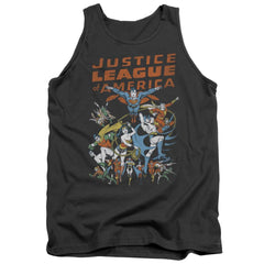 Justice League Of America Big Group Men's 18/1 Cotton Tank Top
