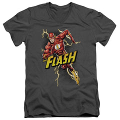 Justice League Of America Bolt Run Men's 30/1 Cotton Slim V-Neck T-Shirt
