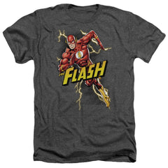 Justice League Of America Bolt Run Men's 30/1 Heather 60 40 Poly Short-Sleeve T-Shirt