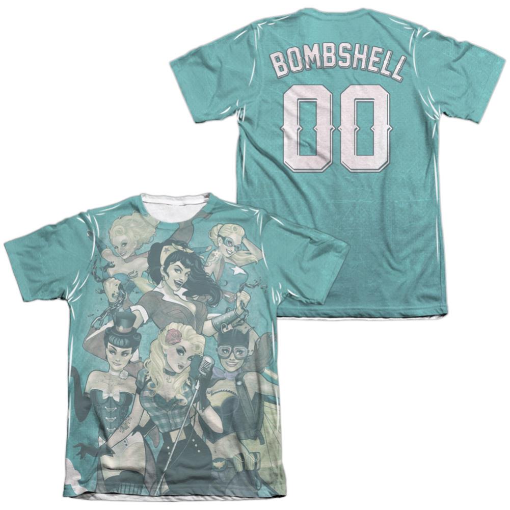 Justice League Of America Bombshell Group (Front/Back Print) Men's Regular Fit Poly Cotton Short-Sleeve T-Shirt