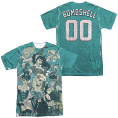 Justice League Of America Bombshell Group (Front/Back Print) Men's Regular Fit Polyester Short-Sleeve T-Shirt