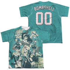 Justice League Of America Bombshell Group (Front/Back Print) Youth Regular Fit Poly Short-Sleeve T-Shirt