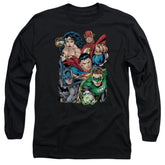 Justice League Of America Break Free Men's 18/1 Cotton Long-Sleeve T-Shirt