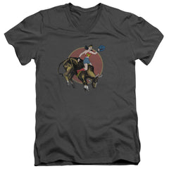 Justice League Of America Bull Rider Men's 30/1 Cotton Slim V-Neck T-Shirt