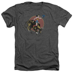 Justice League Of America Bull Rider Men's 30/1 Heather 60 40 Poly Short-Sleeve T-Shirt