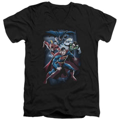 Justice League Of America Cosmic Crew Men's 30/1 Cotton Slim V-Neck T-Shirt