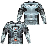 Justice League Of America Cyborg (Front/Back Print) Men's Regular Fit Polyester Long-Sleeve T-Shirt