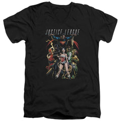 Justice League Of America Dark Days Men's 30/1 Cotton Slim V-Neck T-Shirt