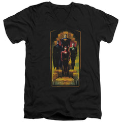 Justice League Of America Deco Men's 30/1 Cotton Slim V-Neck T-Shirt