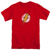 Justice League Of America Destroyed Flash Logo Men's 18/1 Cotton Short-Sleeve T-Shirt
