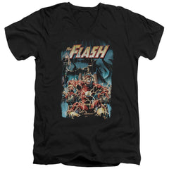 Justice League Of America Electric Chair Men's 30/1 Cotton Slim V-Neck T-Shirt