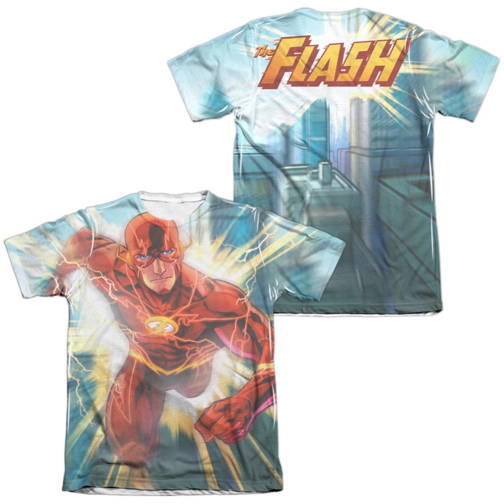 Justice League Of America Faster Than Lightning (Front/Back Print) Men's Regular Fit Poly Cotton Short-Sleeve T-Shirt
