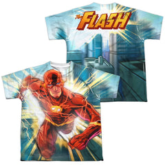 Justice League Of America Faster Than Lightning (Front/Back Print) Youth Regular Fit Poly Short-Sleeve T-Shirt