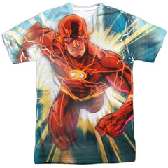 Justice League Of America Faster Than Lightning Men's Regular Fit Polyester Short-Sleeve T-Shirt